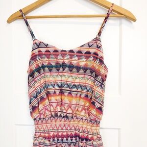 Fire Los Angeles Sz S MultiColor Elastic Waist Adjustable Strap Lined Maxi Dress